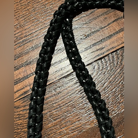 Linea Pelle Black Woven Leather Shoulder Bag - Picture 6 of 12